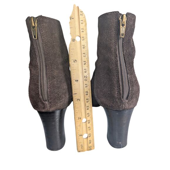 Ann Taylor Loft Dark Brown Suede Leather Heeled Ankle Boot Size 6.5 Fall - Picture 7 of 8